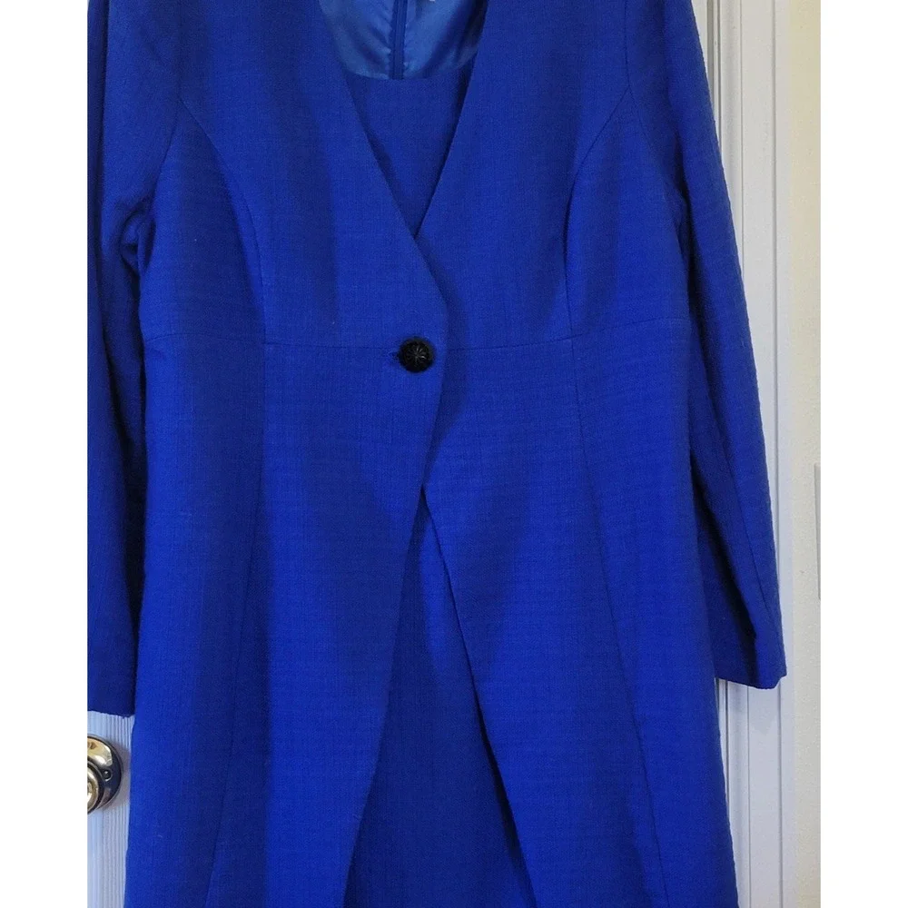 Chadwicks Royal Blue‎ Dress and Coat Set 2pc Textured Sheath Jacket 16P